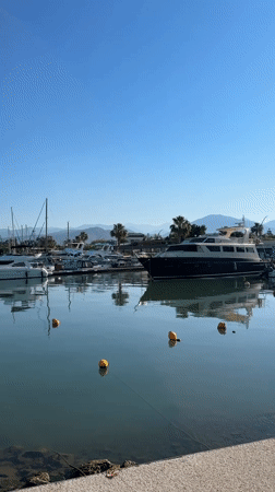 Woman captures scenic morning moments at Fethiye marina, Turkey