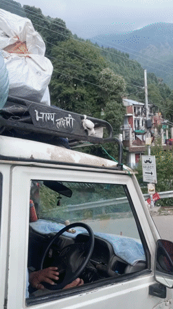 Pickup truck spotted on mountain road in Haini, India