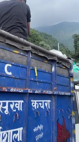 Pickup truck spotted on mountain road in Haini, India