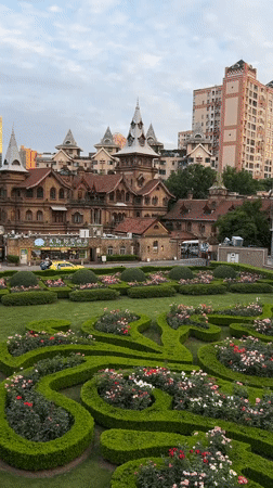 European-style building with ornate gardens documented in Shanghai