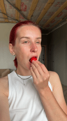 Casual home hangout with strawberries and a dog in Chaikovsky