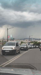 Traffic jam reported on Tbilisi bridge under overcast skies