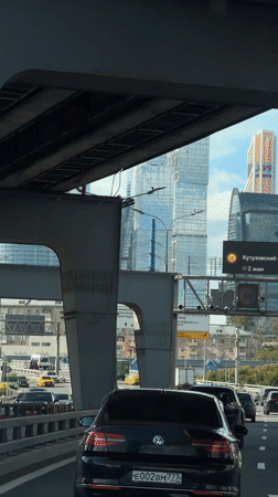 Afternoon scenes from Moscow: highways, taxis, and the university