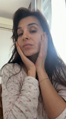 Woman's morning beauty and coffee routine captured in Budva