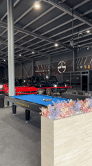 Modern garage with pool table, Indian motorcycle documented in Plovdiv
