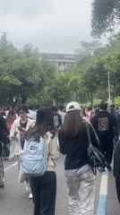 Students gather on campus paths in Chongqing