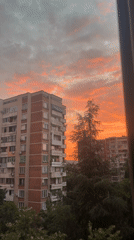Golden hour sunset over a city, caught from multiple angles