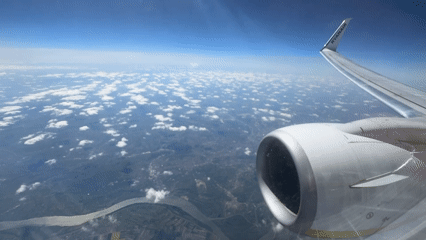 Ryanair passenger films aerial view over Starčevo, Serbia