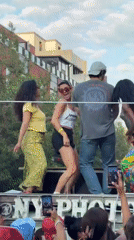 Brooklyn street party erupts with dancing crowds and a vintage VW van