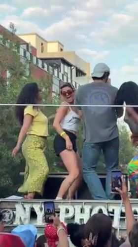 Brooklyn street party erupts with dancing crowds and a vintage VW van