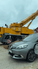 Construction crane and rally car spotted in Montenegro village