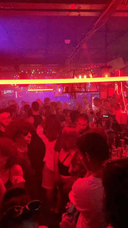 Tel Aviv nightclub packed under neon and colored lights