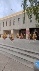 Traditional dance performance by children in Markovskii, Russia