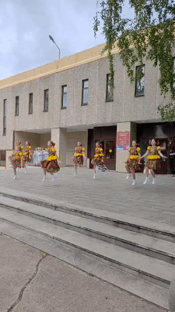 Traditional dance performance by children in Markovskii, Russia