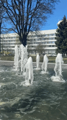Morning scenes captured across Saint Petersburg fountains and waterways