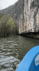 Boat passenger captures clifftop walkway on Bulgarian river