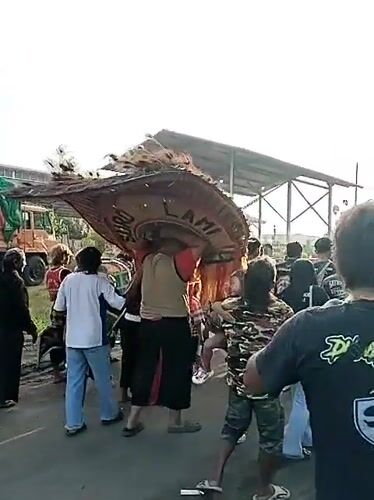 Traditional wedding procession draws crowds in Sragen, Indonesia