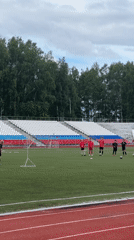 Youth soccer activity at Olympic-marked sports facility in Chaikovsky