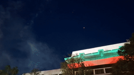 Evening fireworks and light projections observed across Kazanlak, Bulgaria