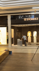 Film crew sets up early morning shoot at Perm mall