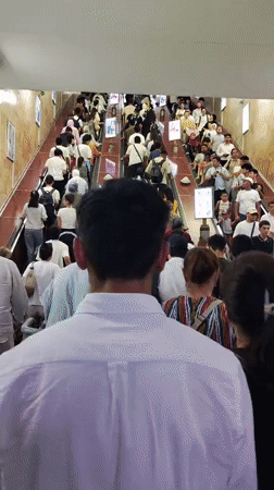 Rush hour inside Tashkent's ornate Soviet-era metro stations