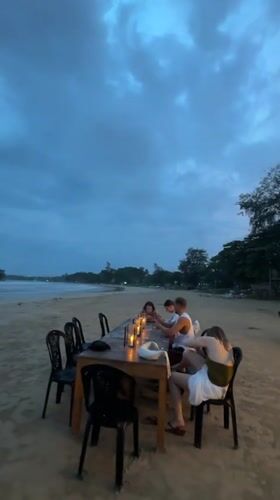 Candlelit beach dinner gathering observed in Weligama, Sri Lanka