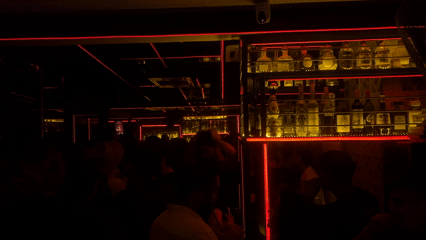 Nightclub scene captured during evening hours in Kuta Selatan