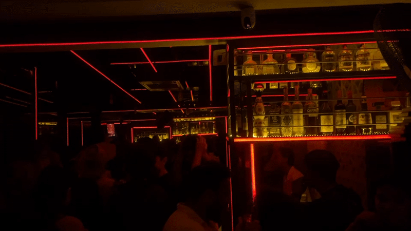 Nightclub scene captured during evening hours in Kuta Selatan