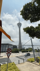 Early morning views of Macau Tower captured from multiple angles