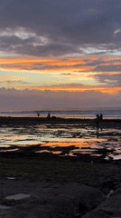Sunset recorded at Kuta Selatan beach during low tide