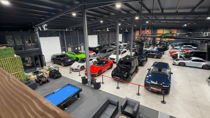 Luxury car showroom with recreational amenities documented in Plovdiv