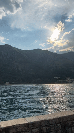 Busy afternoon along Dobrota's Bay of Kotor waterfront