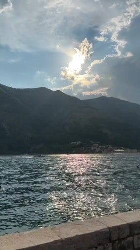 Busy afternoon along Dobrota's Bay of Kotor waterfront
