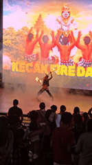 Traditional Balinese fire dancers perform at Denpasar venue