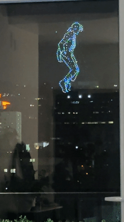 Colorful drone light show illuminates Los Angeles night sky