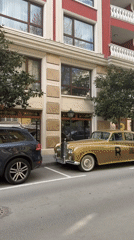 Vintage golden Rolls Royce spotted outside fitness center in Varna