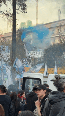 Political demonstration with flags observed in Buenos Aires