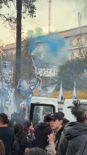 Political demonstration with flags observed in Buenos Aires