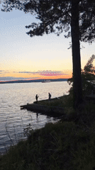 Sunset captured over Kama River in Chaikovsky, Russia