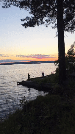 Sunset captured over Kama River in Chaikovsky, Russia