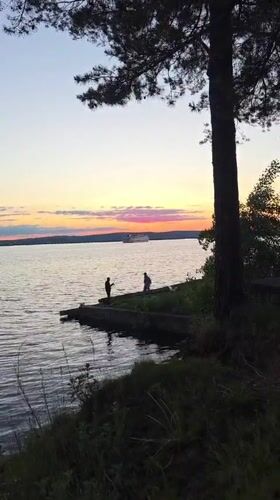 Sunset captured over Kama River in Chaikovsky, Russia