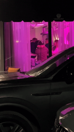 Woman eats whipped cream from can in Budva