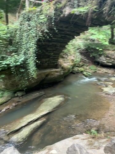 Afternoon at a forested waterfall and stream in Luxembourg