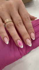 Fresh French manicure with floral accents documented in Sofia