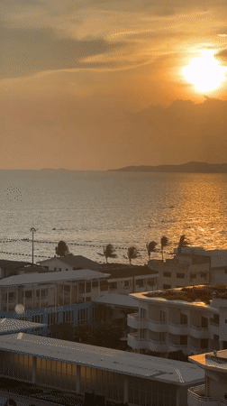 Pattaya coastline captured from elevated views during day and sunset