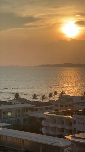 Pattaya coastline captured from elevated views during day and sunset