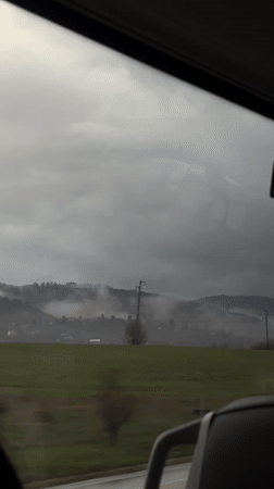 Morning drive through Bulgarian farmland captured on video