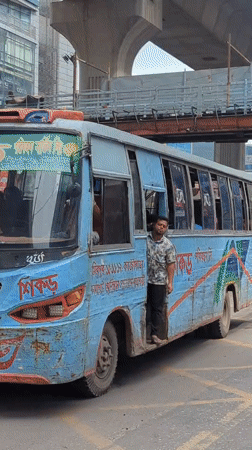 Everyday street traffic and hustle in central Dhaka