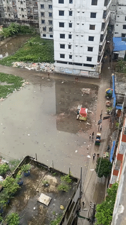 Urban flooding submerges streets and alleys across Dhaka