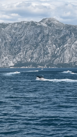 Six speedboats race across Montenegro bay near Perast